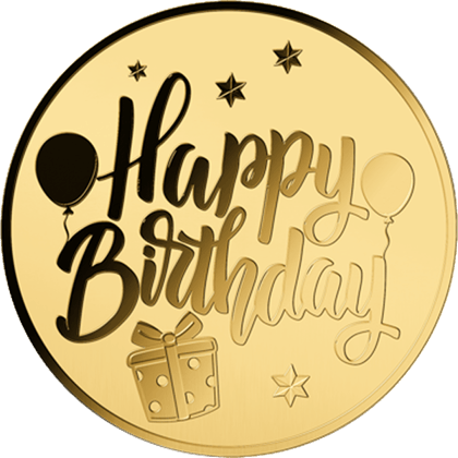 Goldmünze Happy Birthday · Bildseite