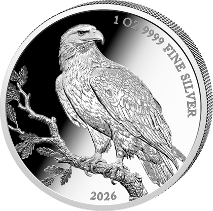 1 ounce silver Golden Eagle 2026 · Design side with the golden eagle