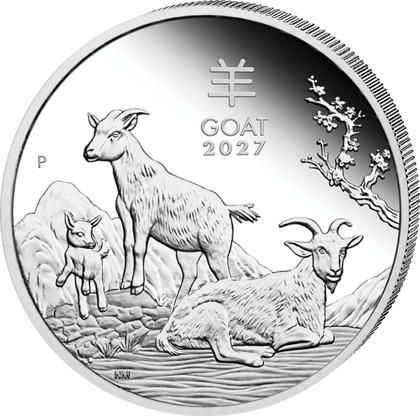 1/2 ounce silver Goat 2027 proof · Goat side