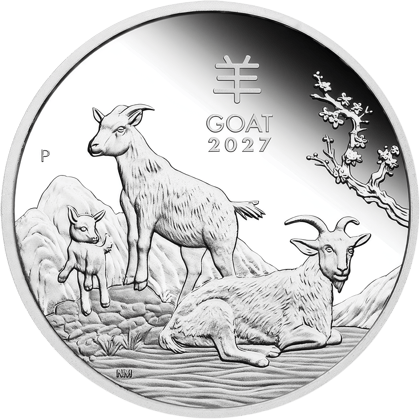 2 ounces silver Goat 2027 proof