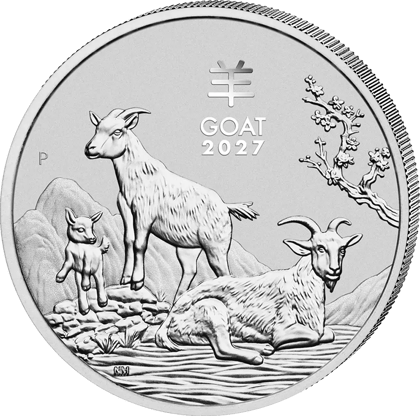 5 ounces silver Goat 2027 · Goat side