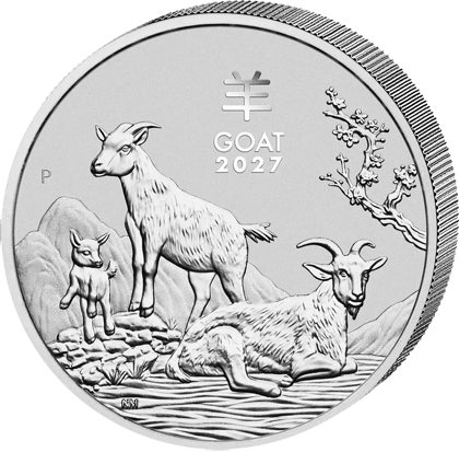 1 kilo silver Goat 2027 · Goat side