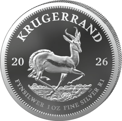 Silber-Krügerrand 2026 in Polierter Platte, Seite mit dem Springbock