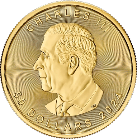 Goldmünze Maple Leaf 2024, Porträtseite mit König Charles III.