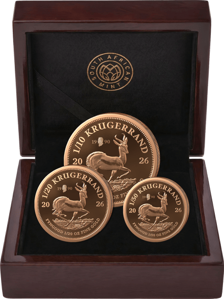 Krügerrand 3-Münzen Fractional Set Willy Brandt 2026 im Etui der South African Mint