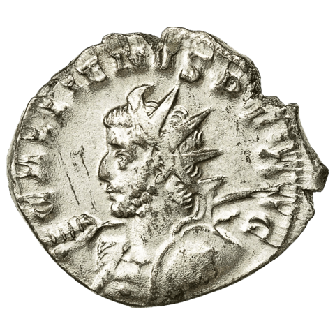 Antoninianus of Gallienus: head left with a radiate crown