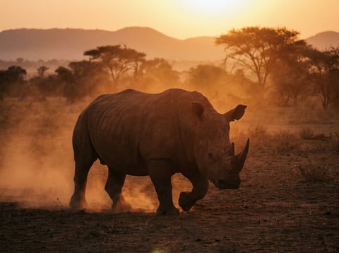 Nashorn im Morgenlicht