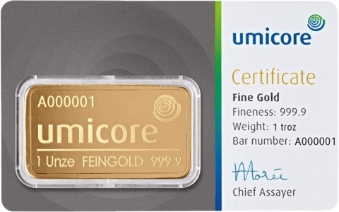 1 Unze Gold von Umicore