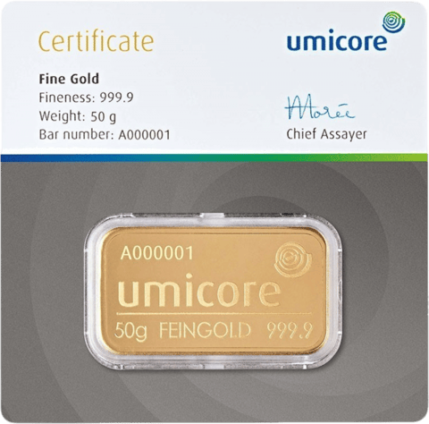 50 g Gold von Umicore