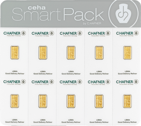 Goldbarren 10 × 1 g von C.Hafner