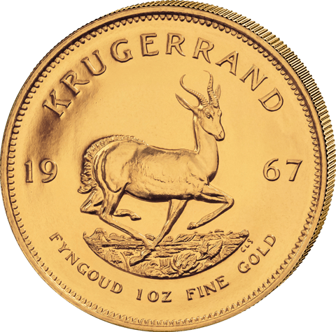 Krügerrand 1 Unze 1967, Springbockseite mit der Jahreszahl 1967