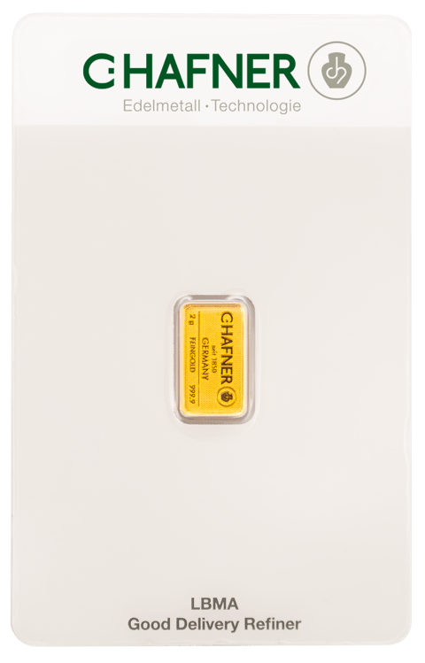 Goldbarren 2 g von C.Hafner