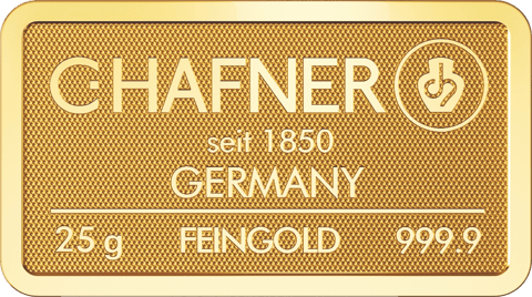 Goldbarren 25 g von C.Hafner