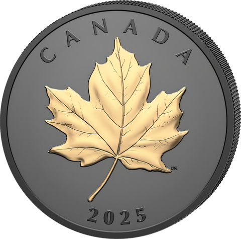 Black Elegant Maple Leaf 2025: ein goldenes Ahornblatt auf schwarzem Grund