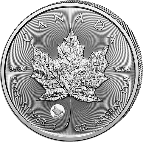 Treasured Maple Leaf 2026, Blattseite mit einem kleinen Zeichen links neben dem Stiel