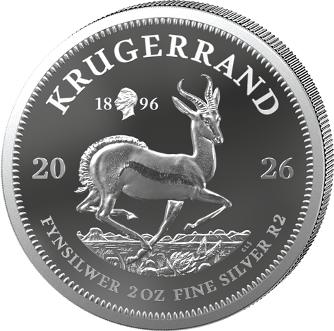 Krügerrand Kaiser Wilhelm II. 2026, Springbockseite: über dem Rücken des Springbocks ein kleines Porträt zwischen den Ziffern 18 und 96