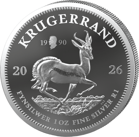 Krügerrand Willy Brandt 2026, Springbockseite: über dem Rücken des Springbocks ein kleines Porträt zwischen den Ziffern 19 und 90