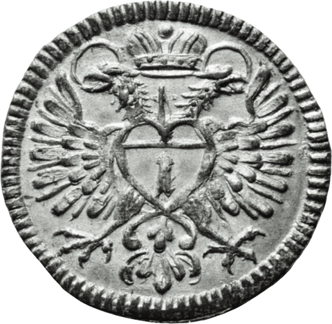 1 Kreuzer der Reichsstadt Regensburg: gekrönter Doppeladler, auf der Brust ein Schild mit der Wertzahl 1