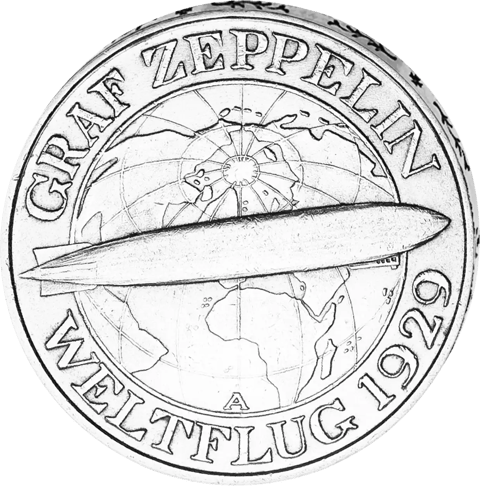 3 Reichsmark Graf Zeppelin 1930, beeldzijde