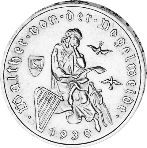 3 Reichsmark Walther von der Vogelweide 1930, beeldzijde