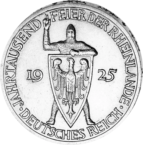 3 Reichsmark Rijnland 1925, beeldzijde