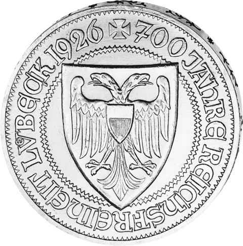 3 Reichsmark Lübeck 1926, beeldzijde