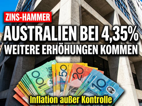 Australien zieht die Zinsschraube weiter an: 4,35 Prozent – und ein Ende ist nicht in Sicht