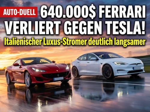 Ferrari gegen Tesla: Wenn ein 640.000-Dollar-Stromer dem amerikanischen Underdog hinterherfährt
