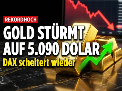 Gold stürmt auf 5.090 Dollar – DAX scheitert erneut an magischer Marke