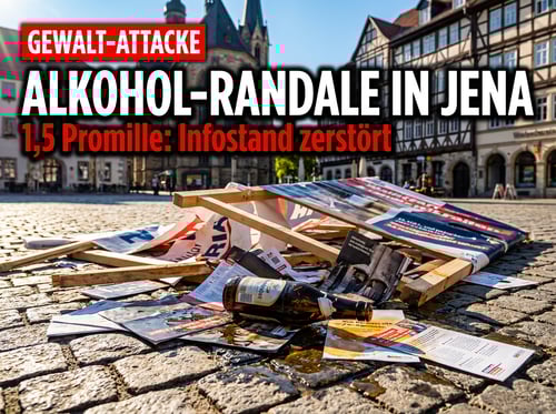Linker Mob in Jena: Betrunkener verwüstet AfD-Infostand – „Omas gegen Rechts" mittendrin