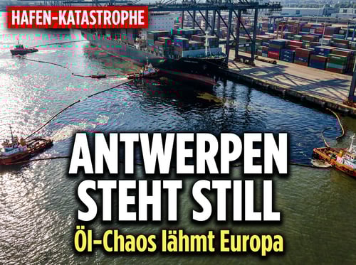 Ölkatastrophe lähmt Europas zweitgrößten Containerhafen – Antwerpen versinkt im schwarzen Schlick