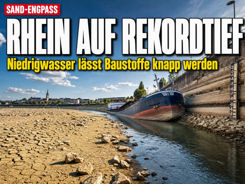 Rhein auf Rekordtief: Jetzt geht dem Bau der Sand aus!