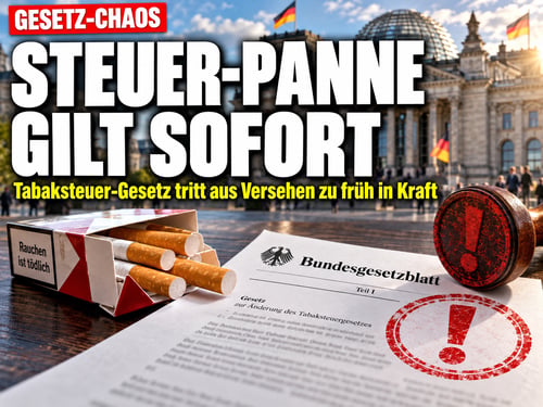 Tabaksteuer-Desaster: Klingbeils Gesetz gilt aus Versehen schon jetzt!