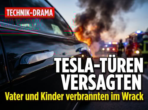 Tödliche Technik-Falle: Tesla-Türen ließen Vater und Kinder im brennenden Wrack eingesperrt