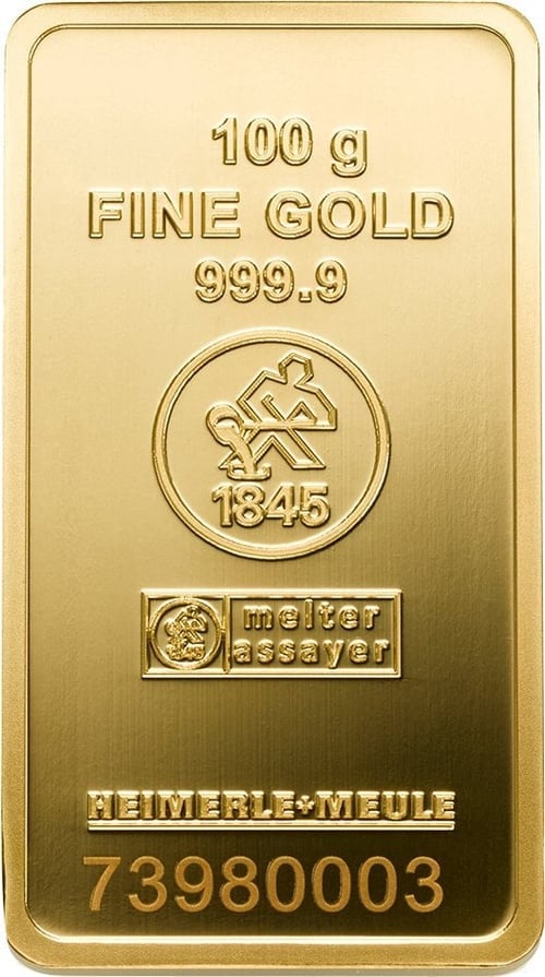 100g Goldbarren Heimerle und Meule