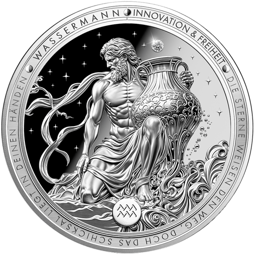 1 Unze Silber Sternzeichen Wassermann 2026 (Auflage: 5.000 | Diamant | Polierte Platte)