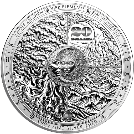 1 Unze Silber Sternzeichen Wassermann 2026 (Auflage: 5.000 | Diamant | Polierte Platte)