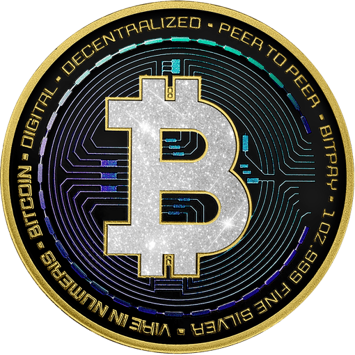 1 Unze Silber Krypto Bitcoin Iced Out (Auflage: 100 | teilvergoldet)