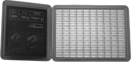 100 x 1g Silber CombiCoin Münztafel