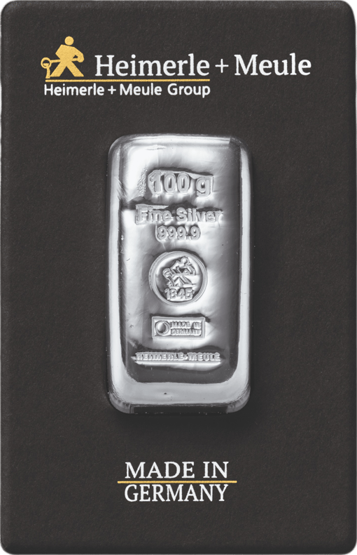 100g Silberbarren Heimerle und Meule (gegossen)