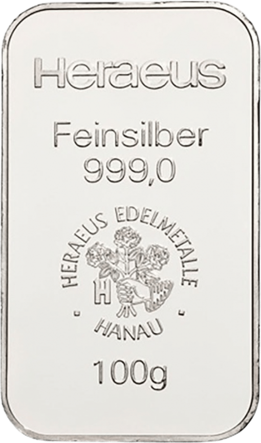 100g Silberbarren (Heraeus, Degussa, Umicore)