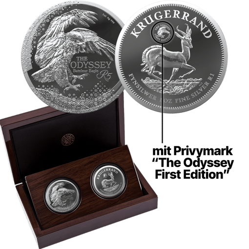Silber Odyssey of the Sky & Krügerrand Privy Mark Set 2025 (Auflage: 1.000 | Polierte Platte)
