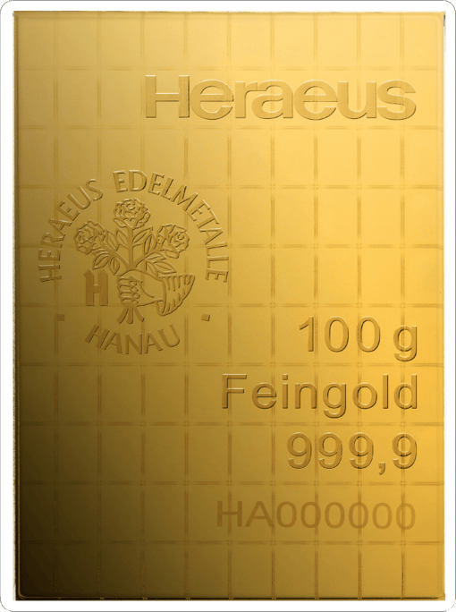 100 x 1g Gold Tafelbarren (Combibar)