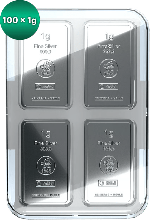 100 x 1g Silber Heimerle und Meule UnityBox