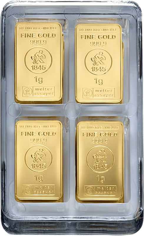 100 x 1g Goldbarren Heimerle und Meule UnityBox