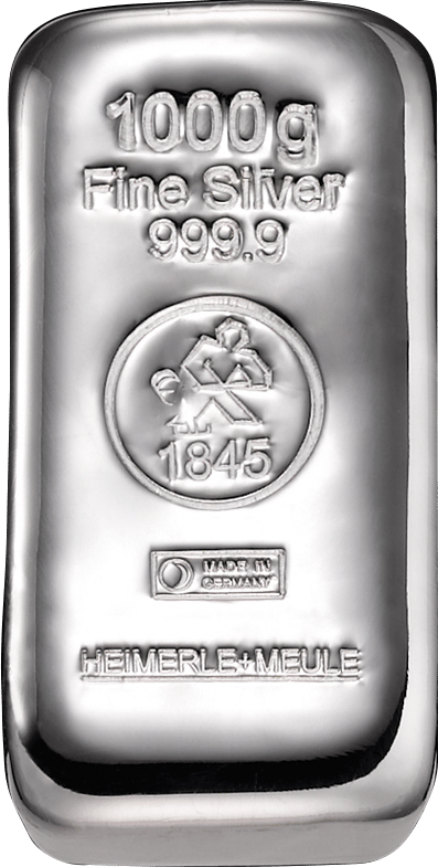 1 kg Silberbarren Heimerle und Meule (gegossen)