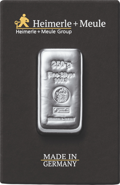 250g Silberbarren Heimerle und Meule (gegossen)