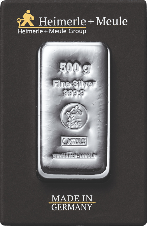 500g Silberbarren Heimerle und Meule (gegossen)