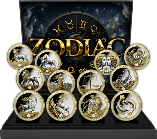 Sternzeichen Silber Set 2026 (Auflage: 99 | teilvergoldet | Polierte Platte)