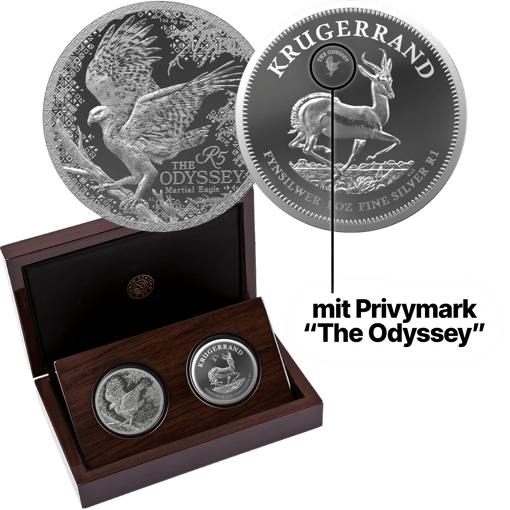 Silber Odyssey of the Sky & Krügerrand Privy Mark Set 2026 (Auflage: 1.000 | Polierte Platte)